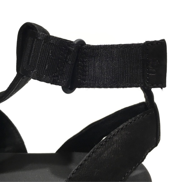 UGG ASHTON STRAPPY PLATFORM SANDALS -BLACK NUBUK -WOMEN US 6.5 - Picture 4 of 10